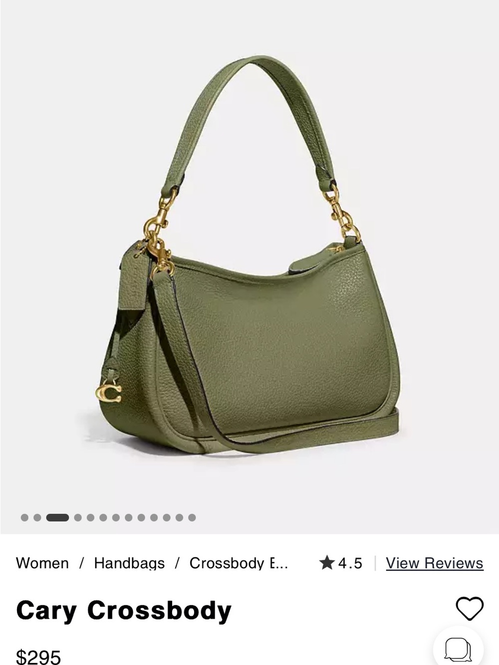 Coach Cary leather Crossbody / shoulder bag Moss / Olive